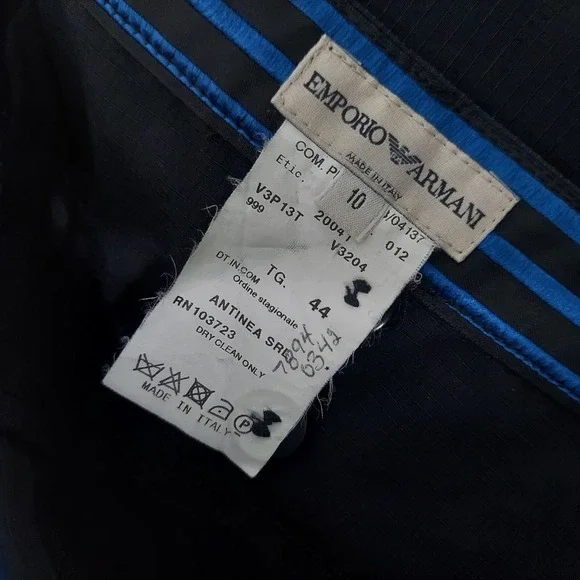 Emporio Armani Women Pants 10 Wide Leg Crop Nylon Textured Black Pockets Casual - Picture 9 of 10